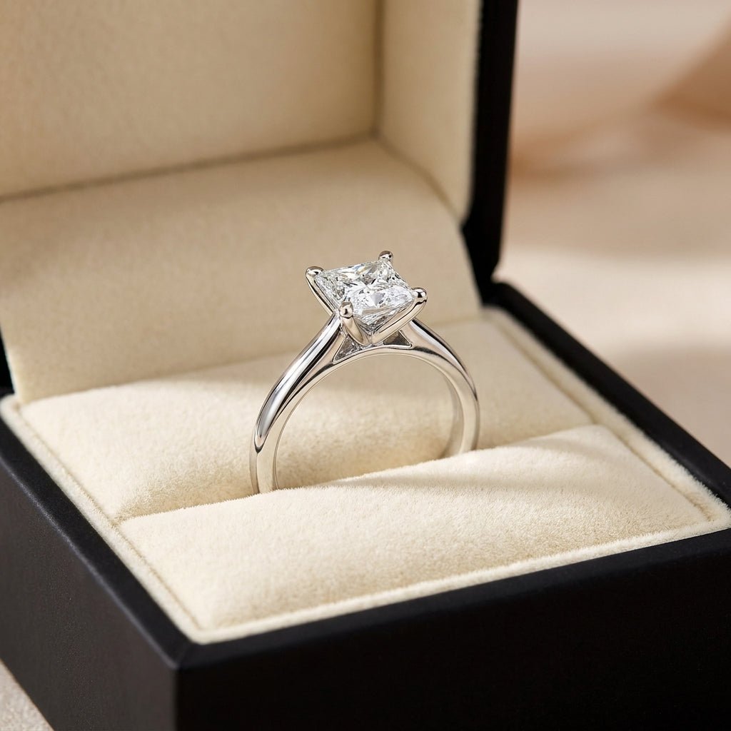RM12609C-WLD princess engagement ring in presentation box