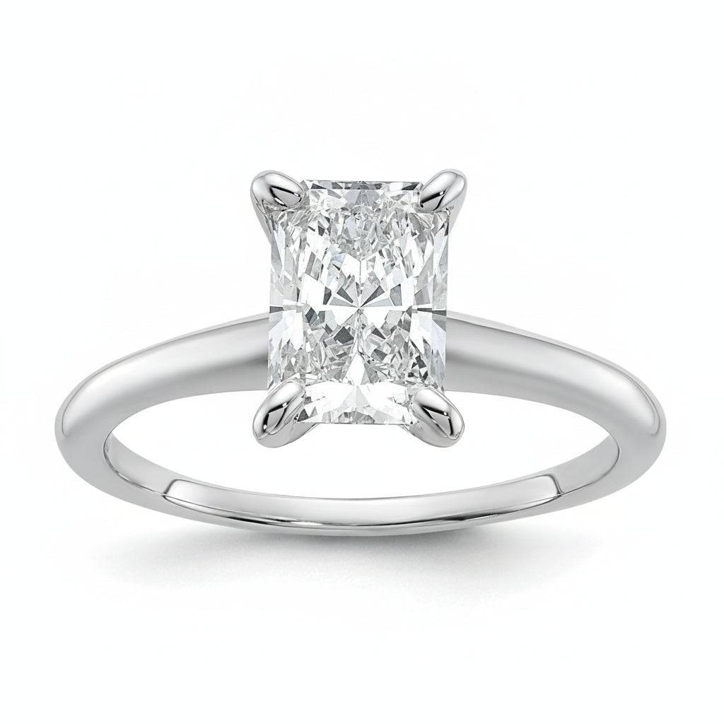 1.5 carat radiant lab grown diamond engagement ring - hero beauty