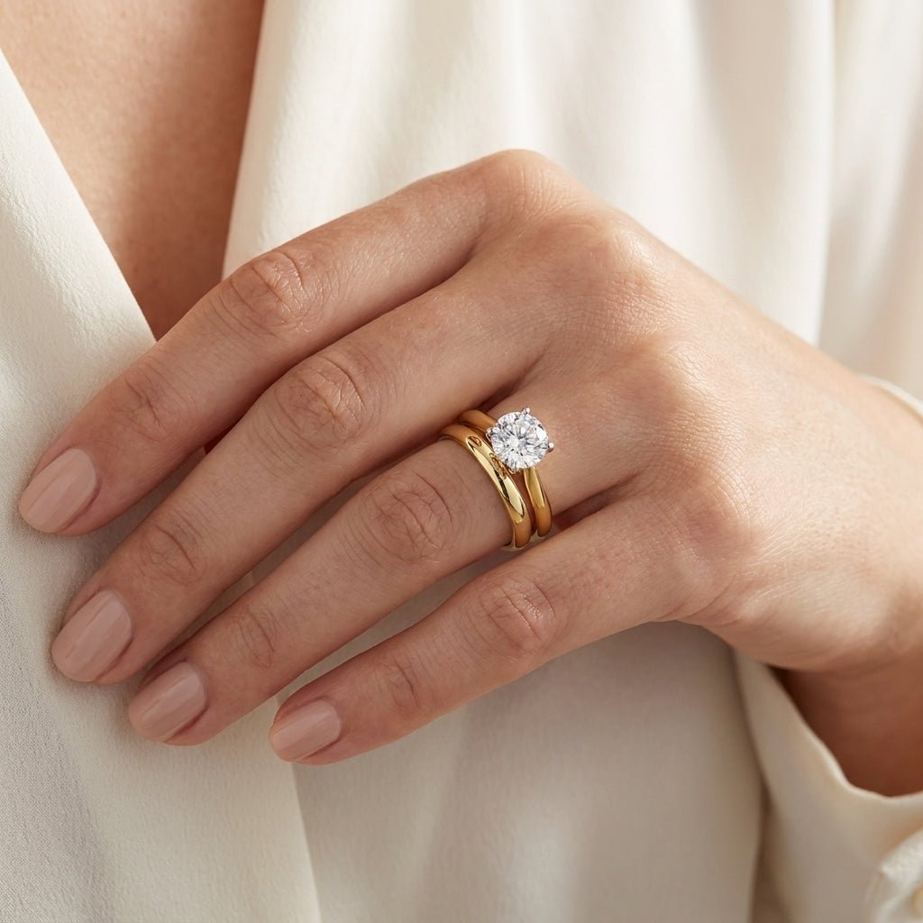 1.5 carat round lab grown diamond engagement ring - bridal stack