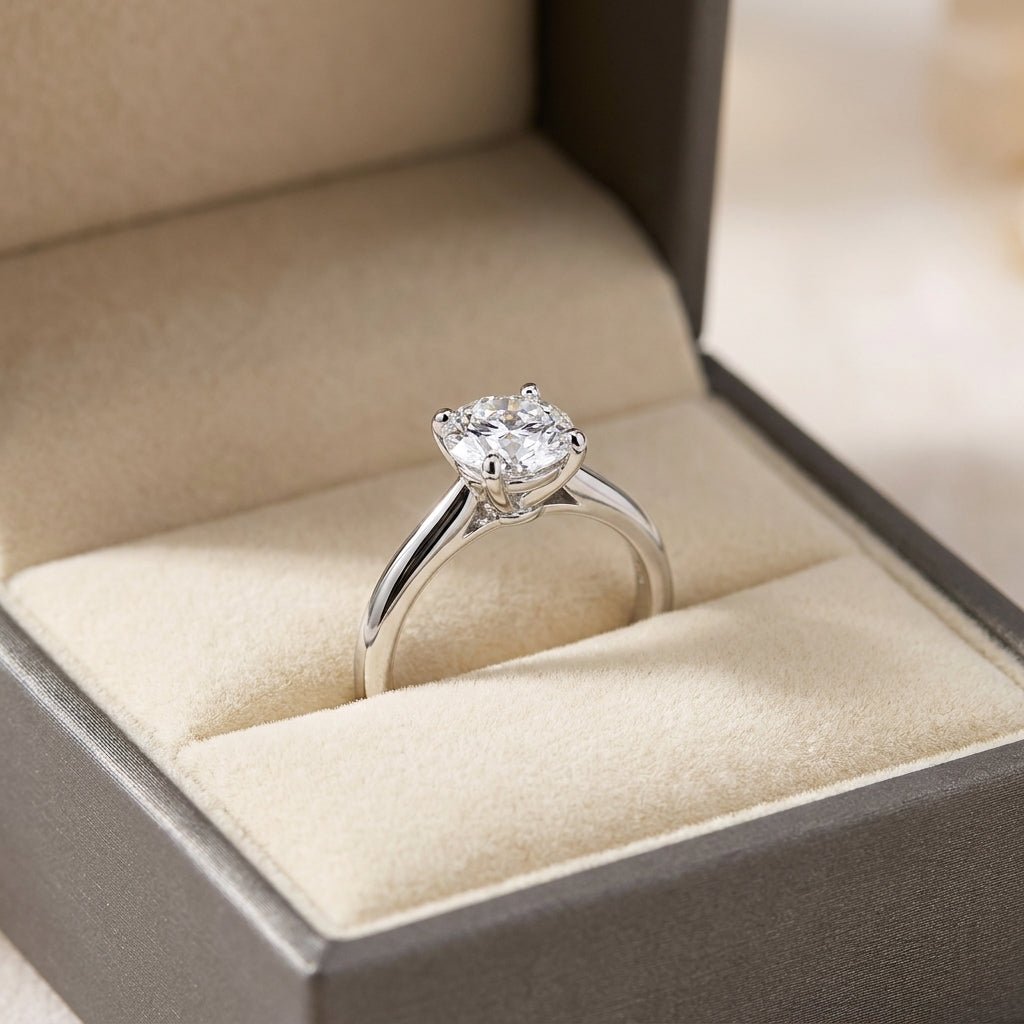 RM12597C-WLD round engagement ring in presentation box