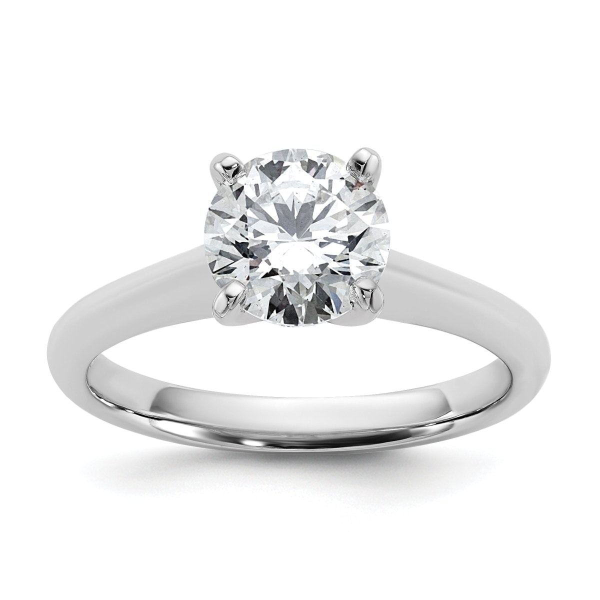 14k White Gold 1 1/2 carat Certified Lab Grown Diamond VS+ F+ Round 8X Complete Solitaire Ring - authentic supplier studio photograph