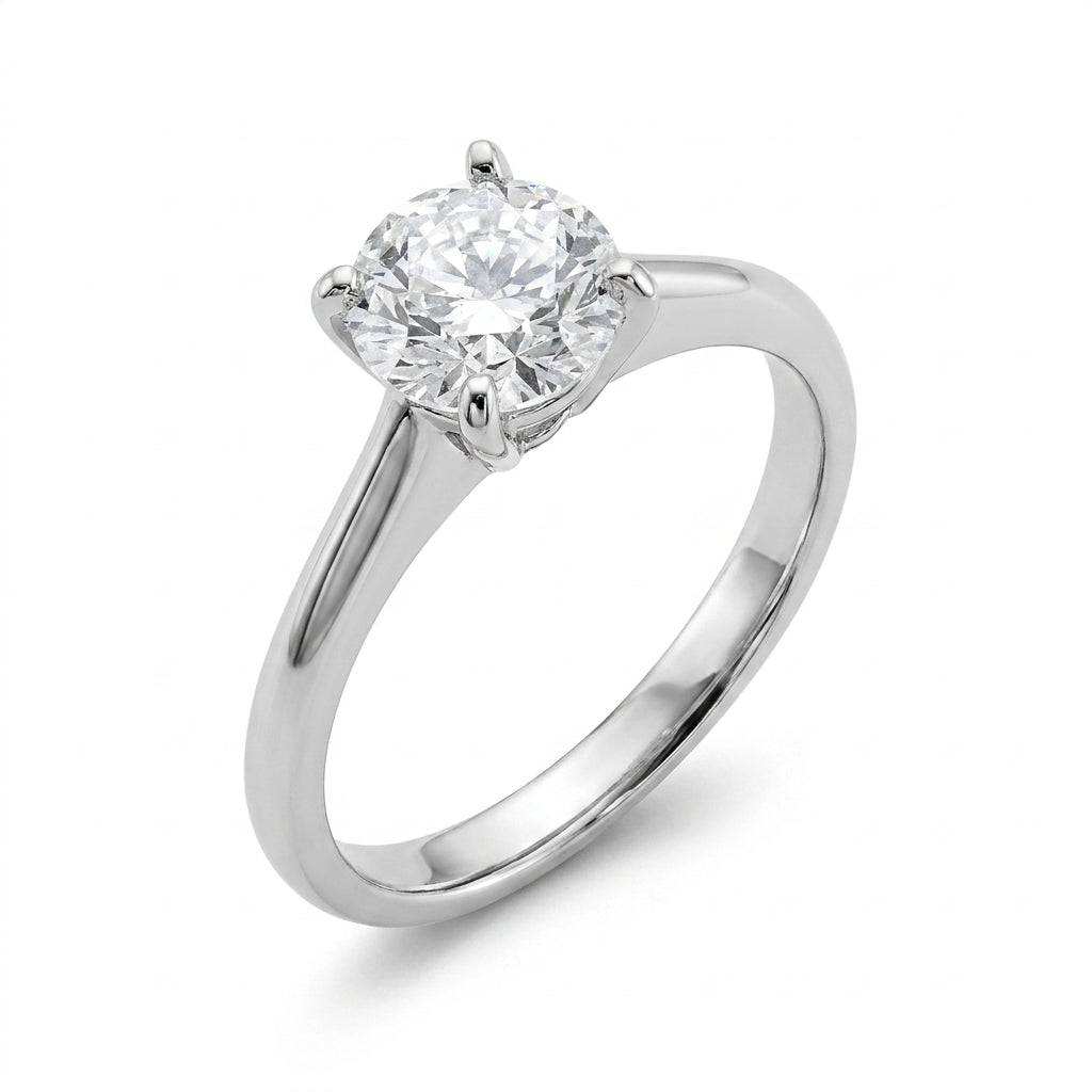 1.5 carat round lab grown diamond engagement ring - hero beauty