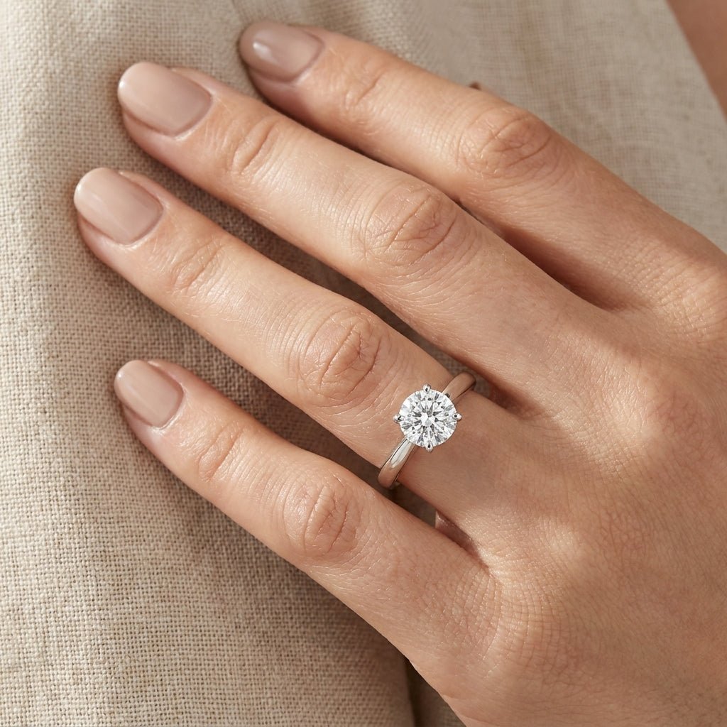 RM12597C-WLD Round solitaire engagement ring hand-model