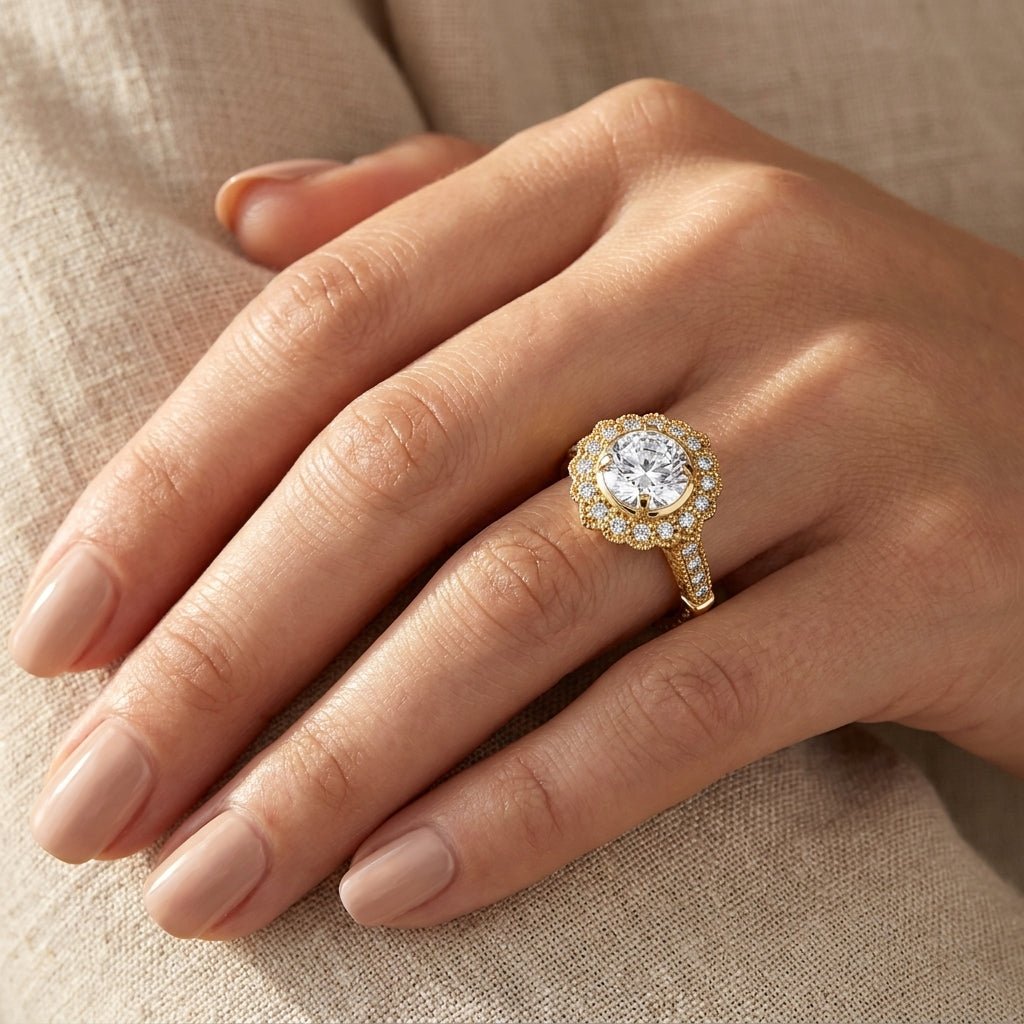 RM12989-150-LD Round halo engagement ring hand-model