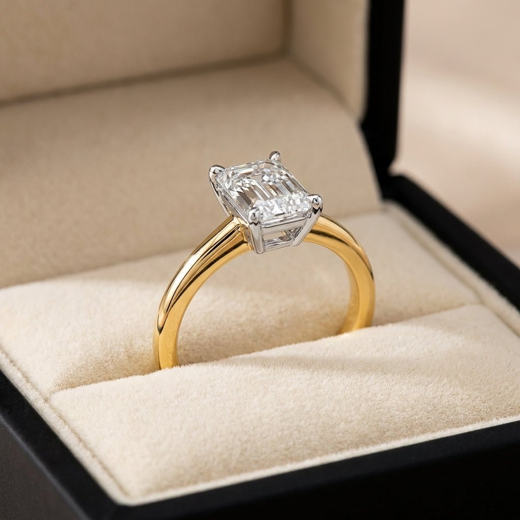 SOL-200EM-0LD Emerald solitaire engagement ring ring-in-box