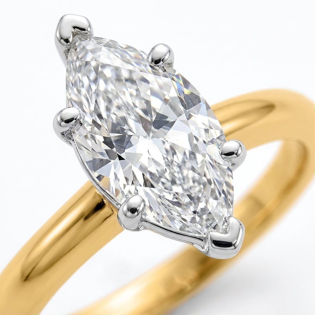 SOL-200MQ-0LD Marquise solitaire engagement ring macro-sparkle