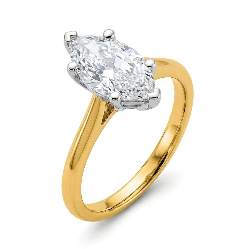 2 carat marquise lab grown diamond engagement ring - hero beauty