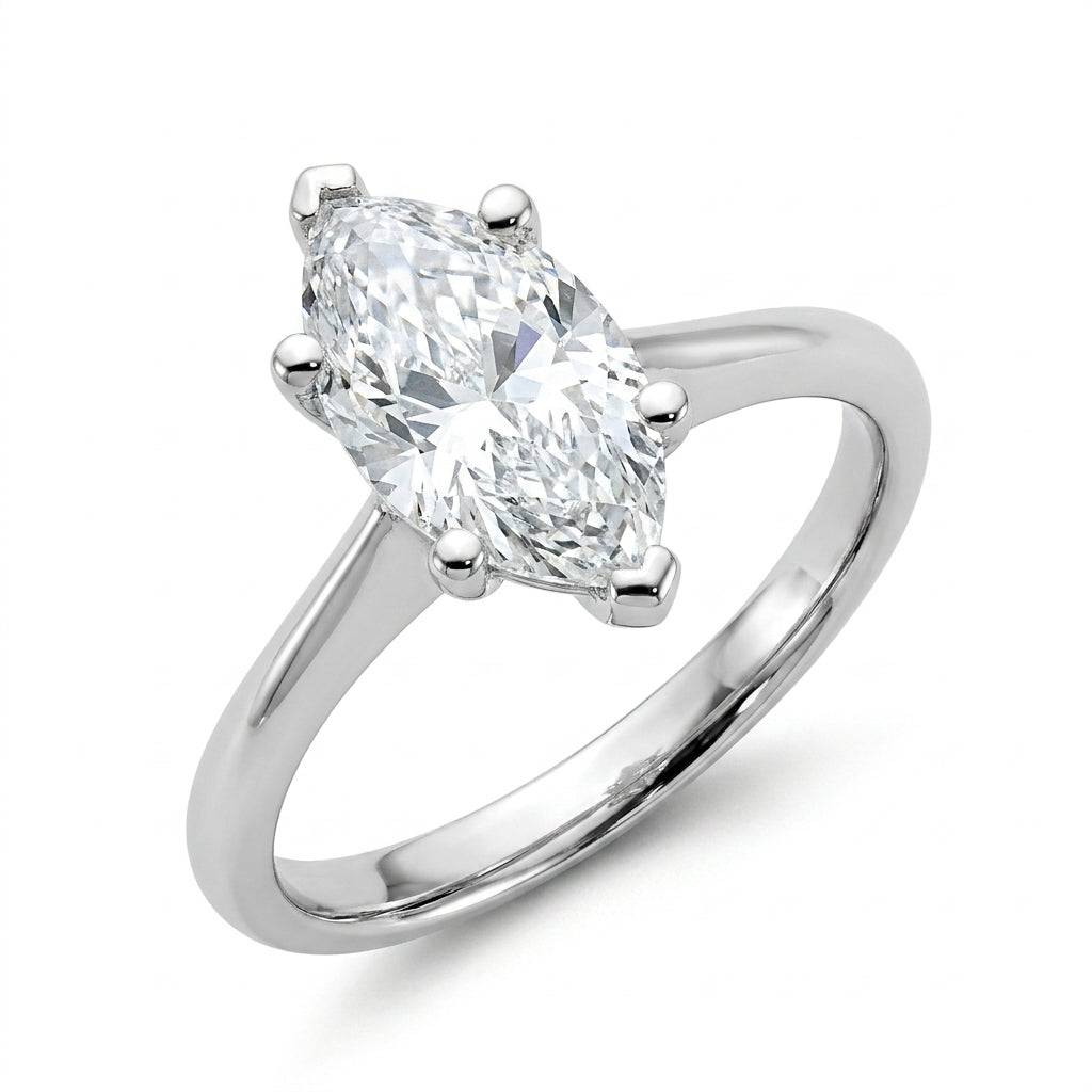 2 carat marquise lab grown diamond engagement ring - hero beauty