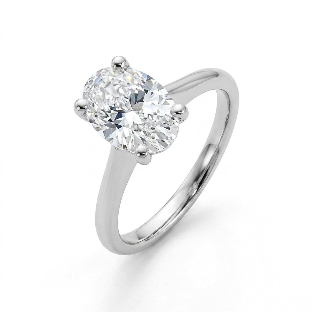 2 carat oval lab grown diamond engagement ring - hero beauty