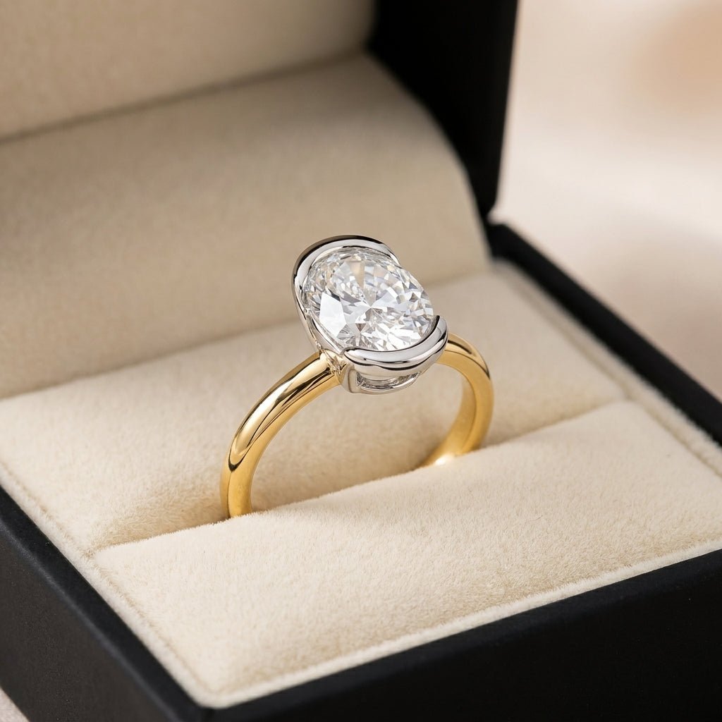 RM12973-200-LD Oval half-bezel engagement ring ring-in-box