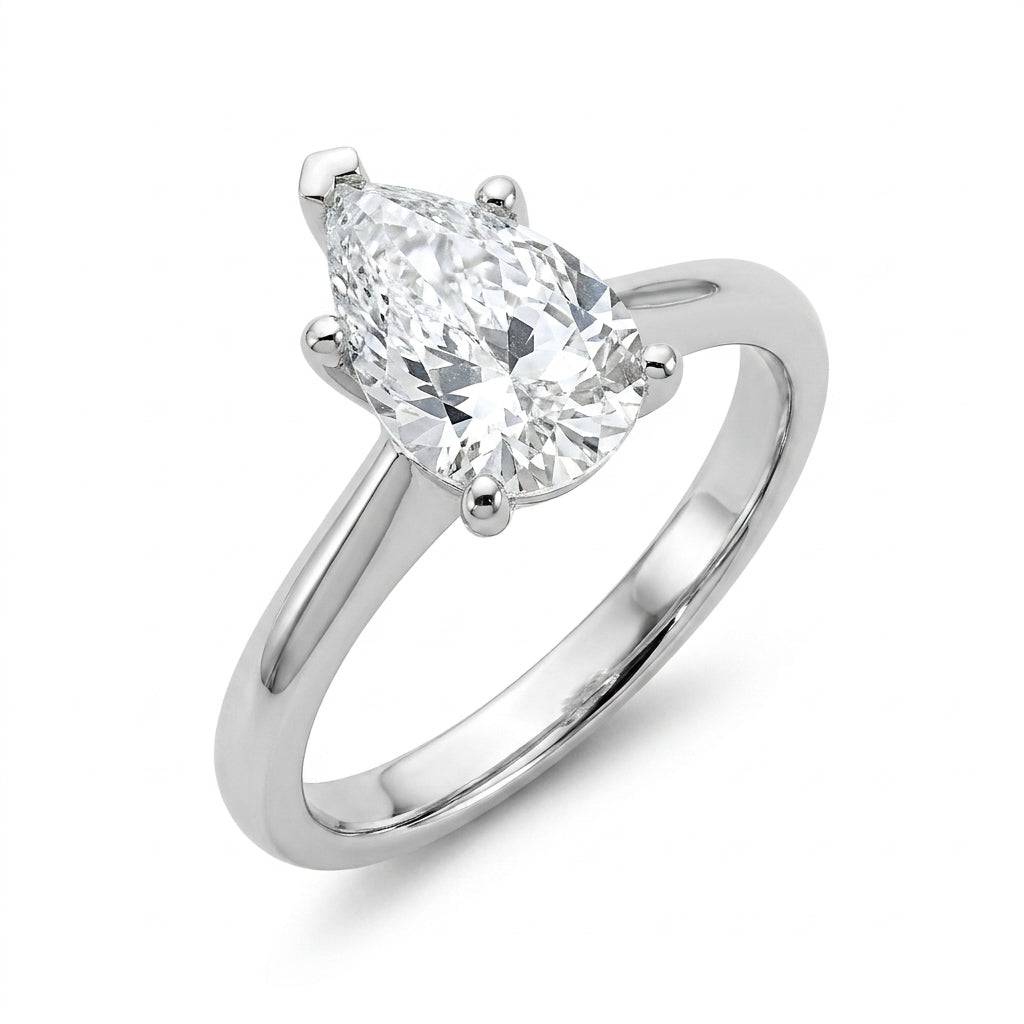 2 carat pear lab grown diamond engagement ring - hero beauty