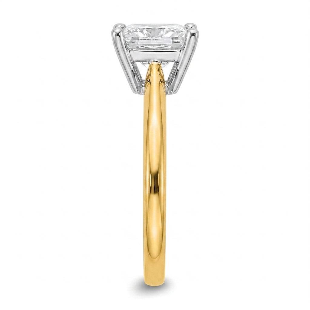 2 carat princess lab grown diamond engagement ring - side profile