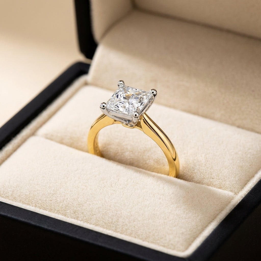 RM12572C-LD princess engagement ring in presentation box