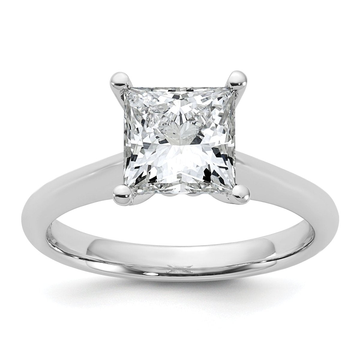 14k White Gold 2 carat Certified Lab Grown Diamond VS+ F+ Princess 8X Complete Solitaire Ring - authentic supplier studio photograph