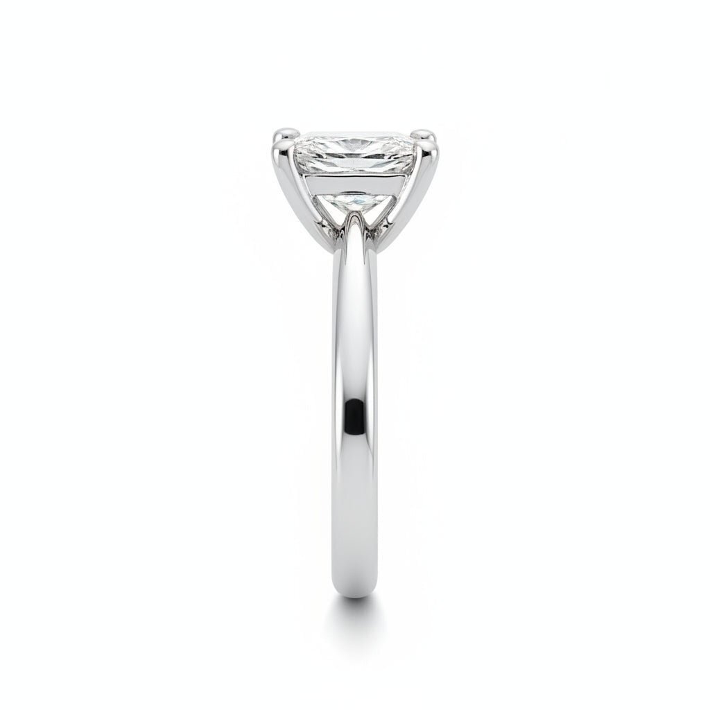 2 carat princess lab grown diamond engagement ring - side profile