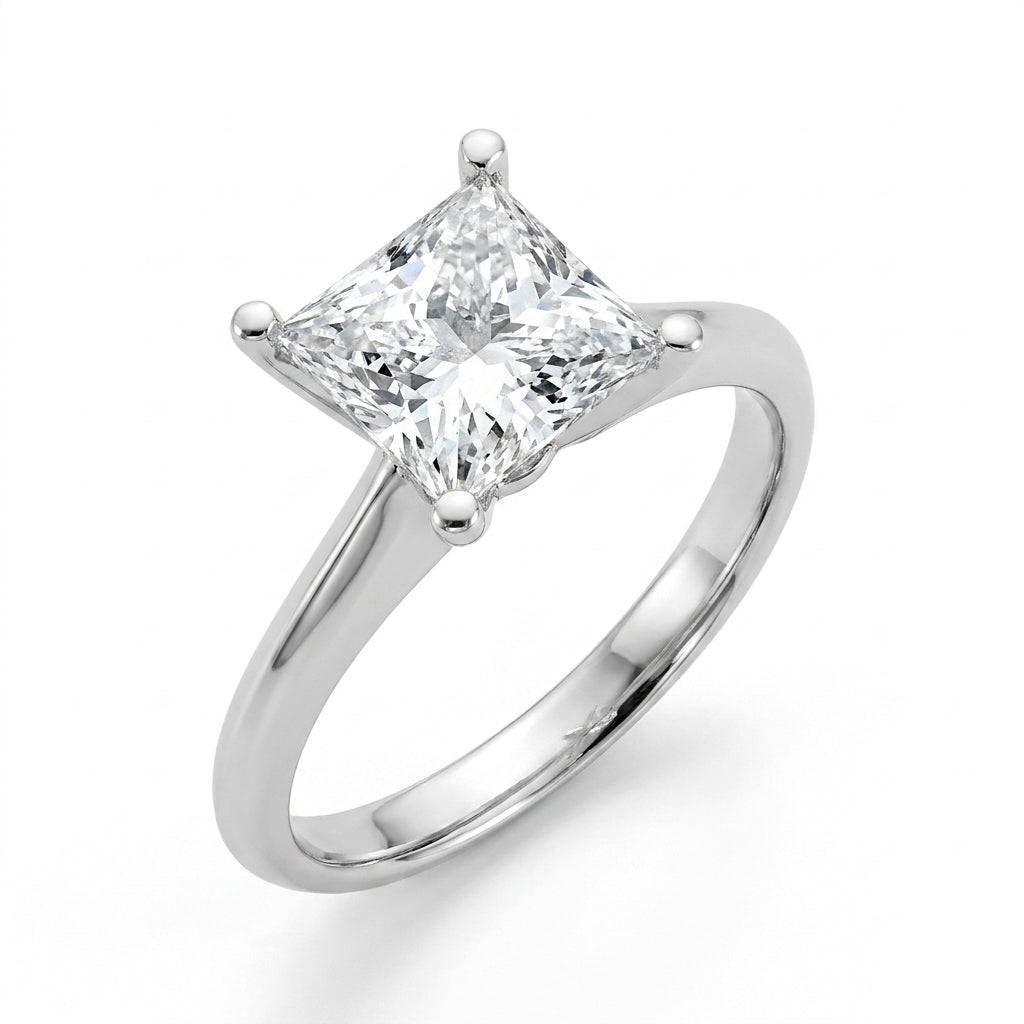 2 carat princess lab grown diamond engagement ring - hero beauty