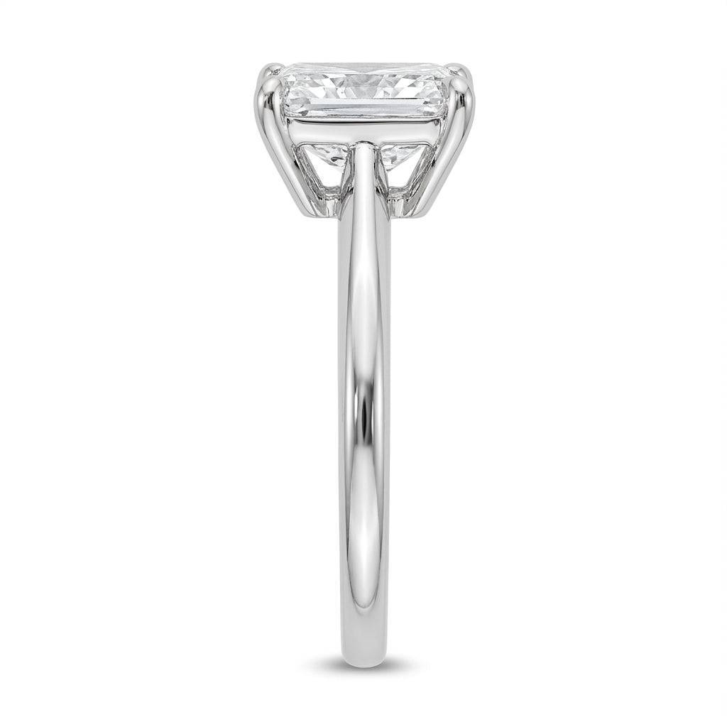 2 carat radiant lab grown diamond engagement ring - side profile
