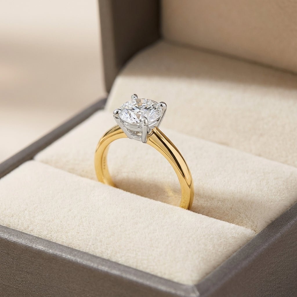 SOL-200R-0LD Round solitaire engagement ring ring-in-box