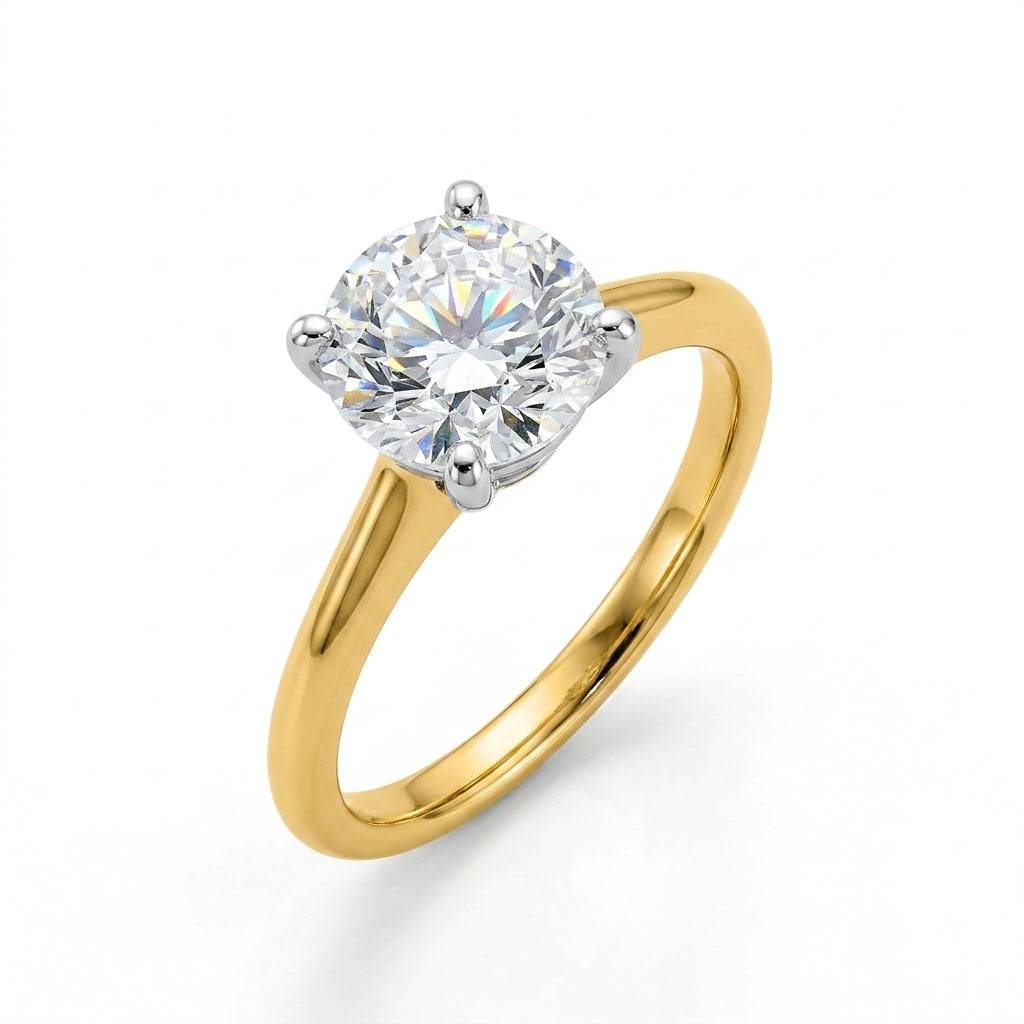 2 carat round lab grown diamond engagement ring - hero beauty