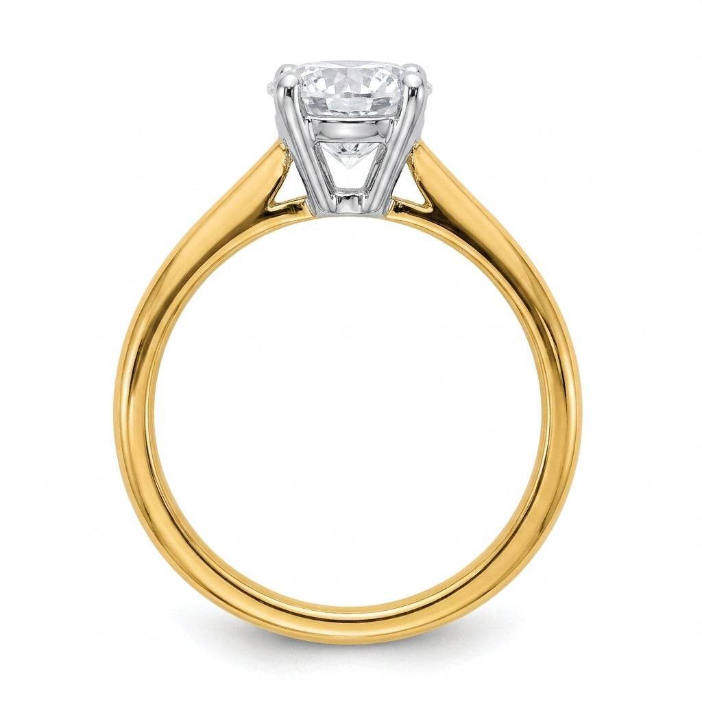 2 carat round lab grown diamond engagement ring - side profile