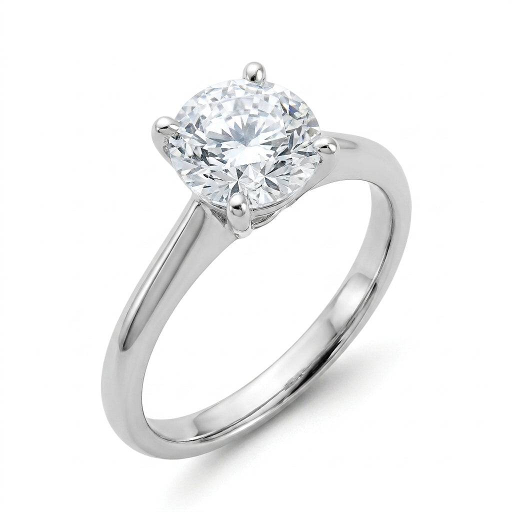 2 carat round lab grown diamond engagement ring - hero beauty