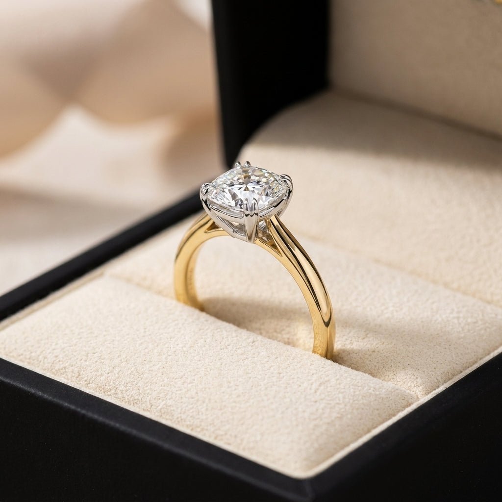 RM12843-250C-LD Cushion solitaire engagement ring ring-in-box