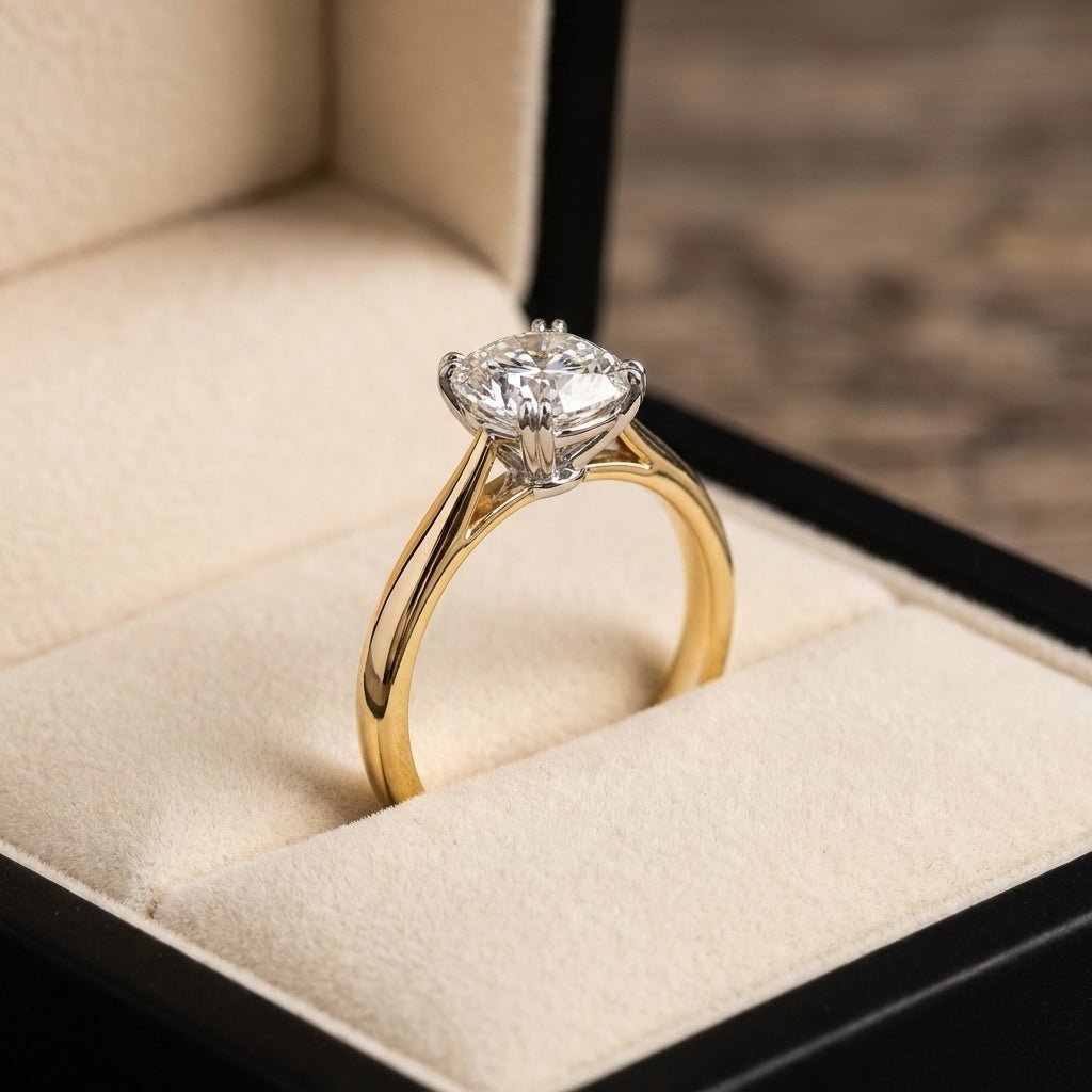 RM12842-250C-LD Cushion solitaire engagement ring ring-in-box