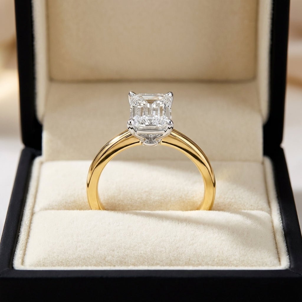 SOL-250EM-0LD Emerald solitaire engagement ring ring-in-box