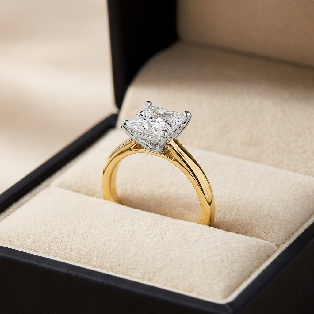 SOL-250P-0LD Princess solitaire engagement ring ring-in-box