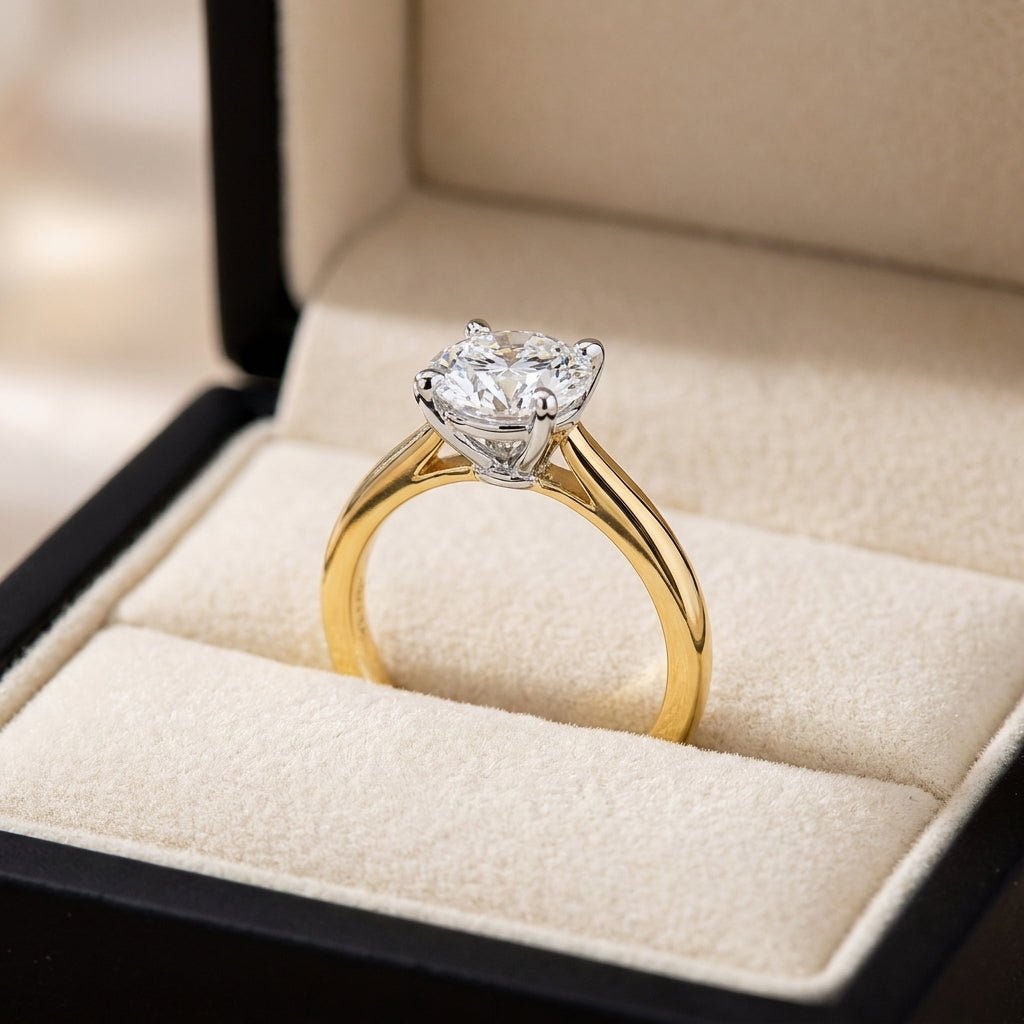 SOL-250R-0LD Round solitaire engagement ring ring-in-box
