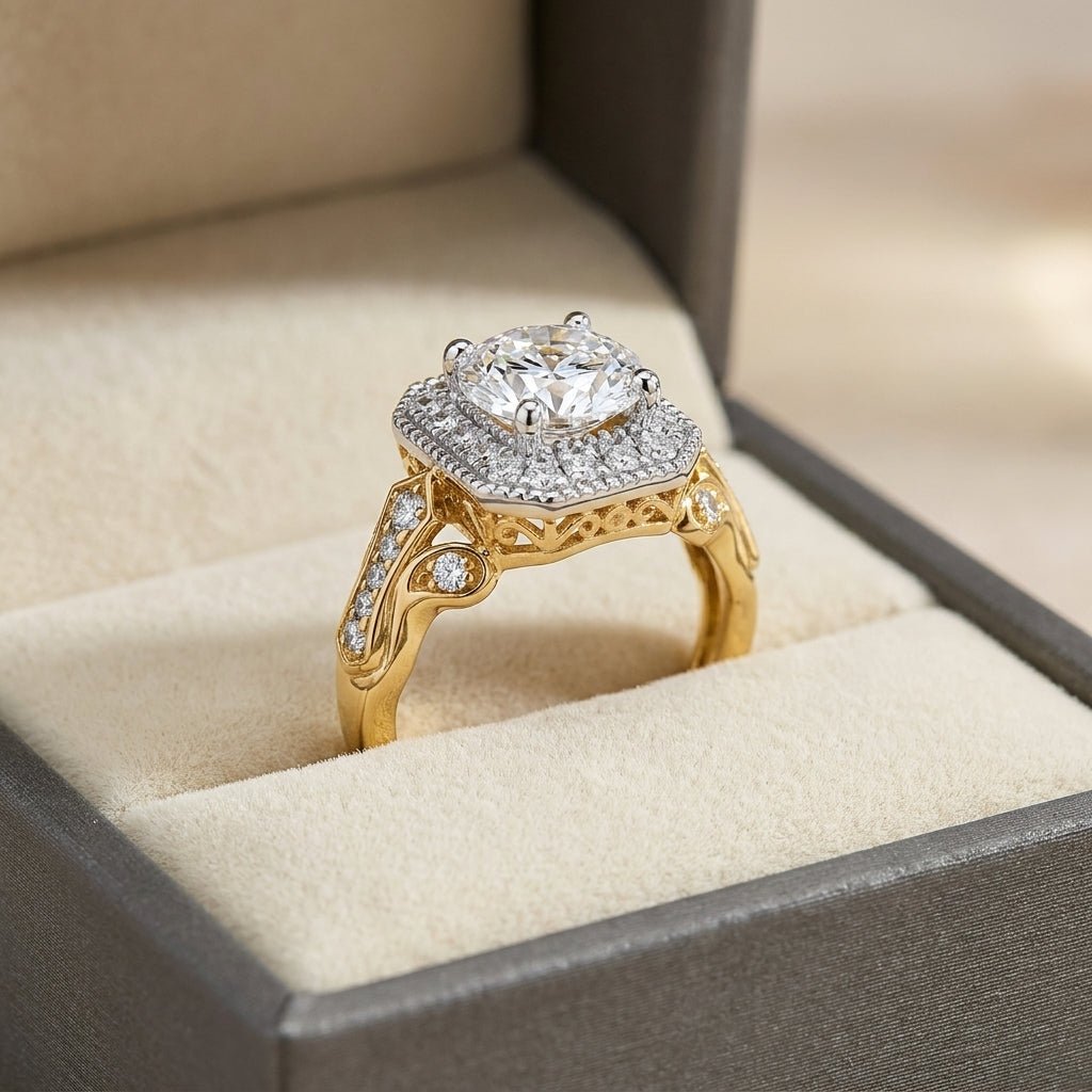 RM12981-250-LD Round solitaire engagement ring ring-in-box