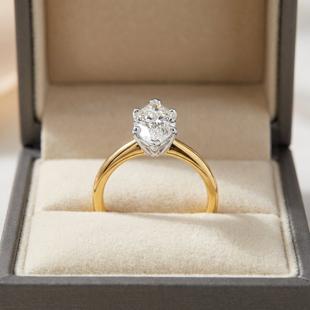 SOL-300MQ-0LD Marquise solitaire engagement ring ring-in-box