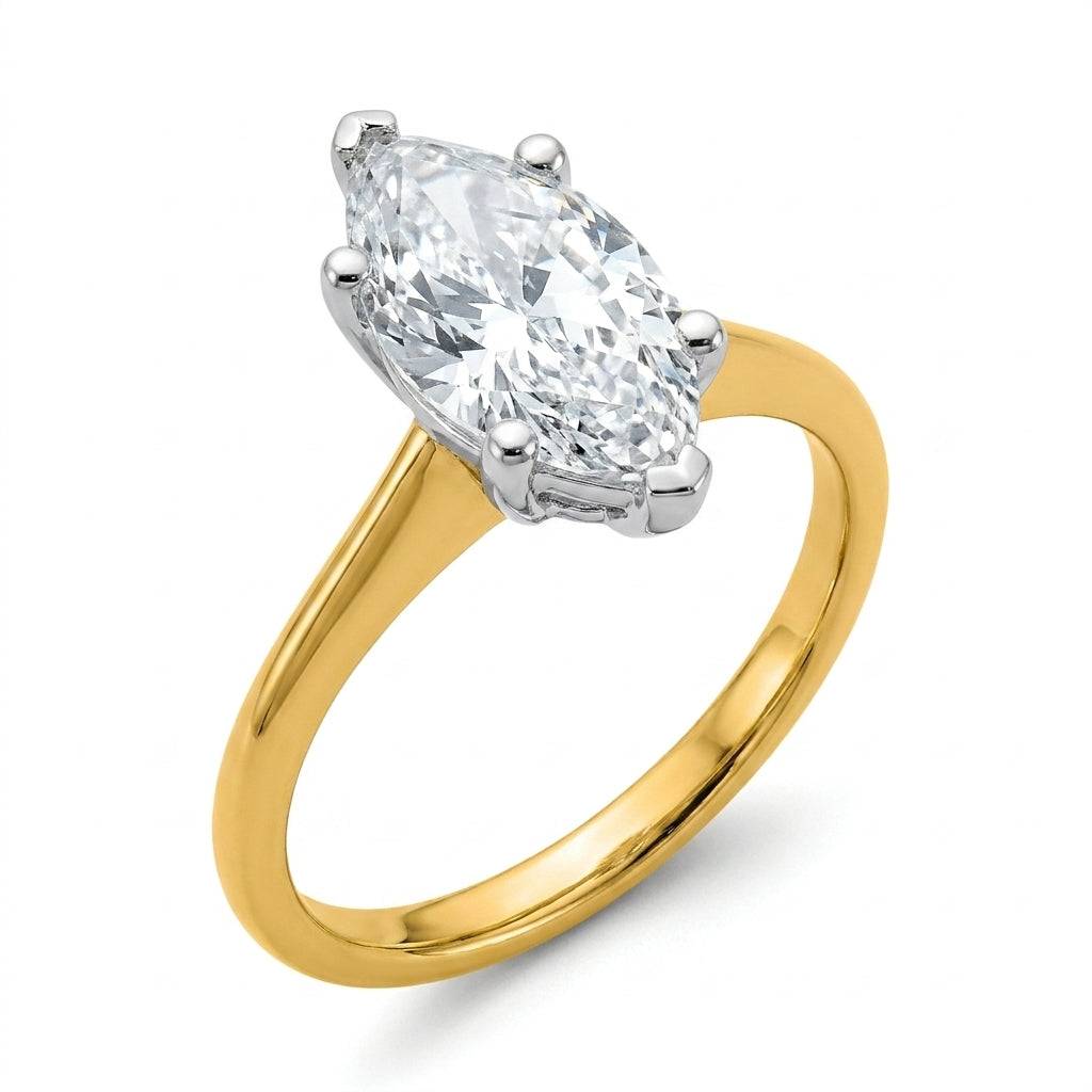 3 carat marquise lab grown diamond engagement ring - hero beauty