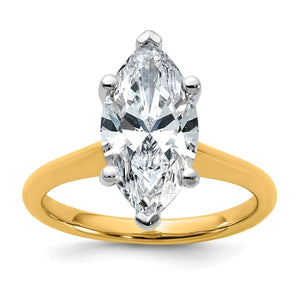 14k Two-tone 3 carat Certified Lab Grown Diamond VS+ F+ Marquise 8X Complete Solitaire Ring - authentic supplier studio photograph