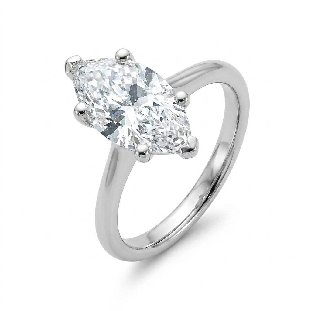 3 carat marquise lab grown diamond engagement ring - hero beauty