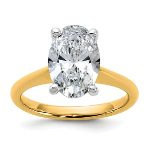 14k Two-tone 3 carat Certified Lab Grown Diamond VS+ F+ Oval 8X Complete Solitaire Ring - authentic supplier studio photograph
