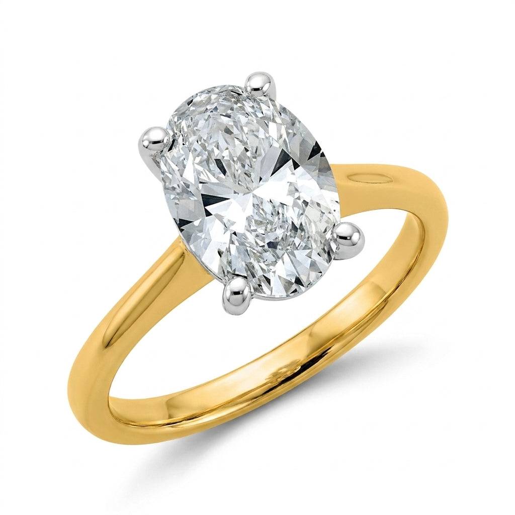 3 carat oval lab grown diamond engagement ring - hero beauty