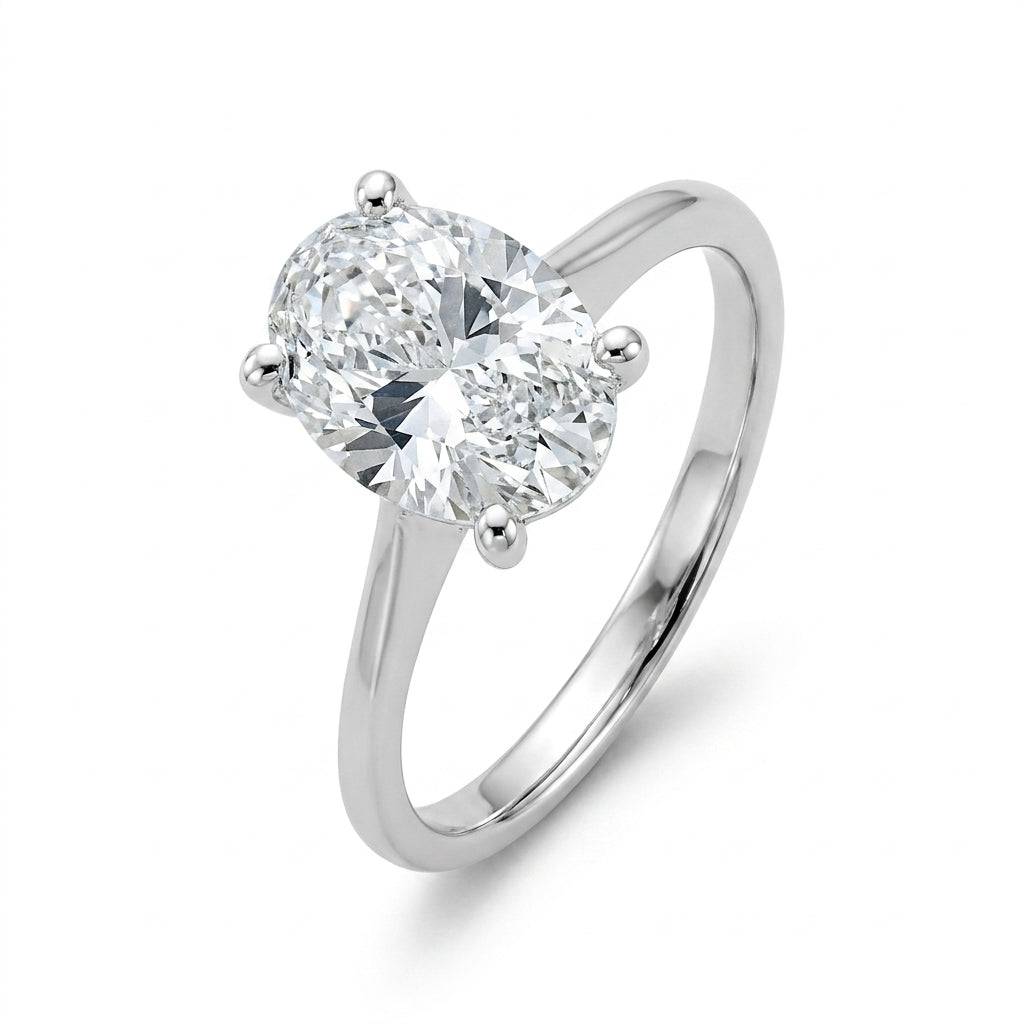 3 carat oval lab grown diamond engagement ring - hero beauty