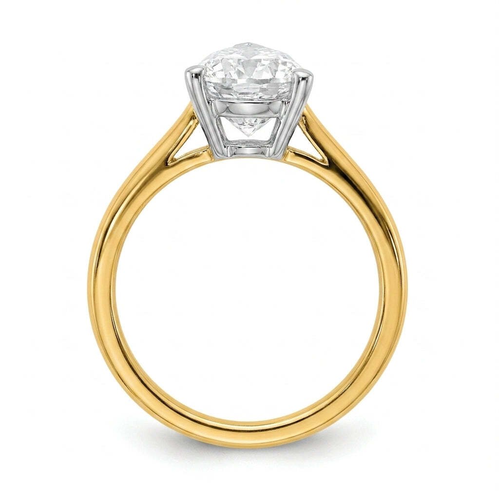 SOL-300PE-0LD Pear solitaire engagement ring side-profile
