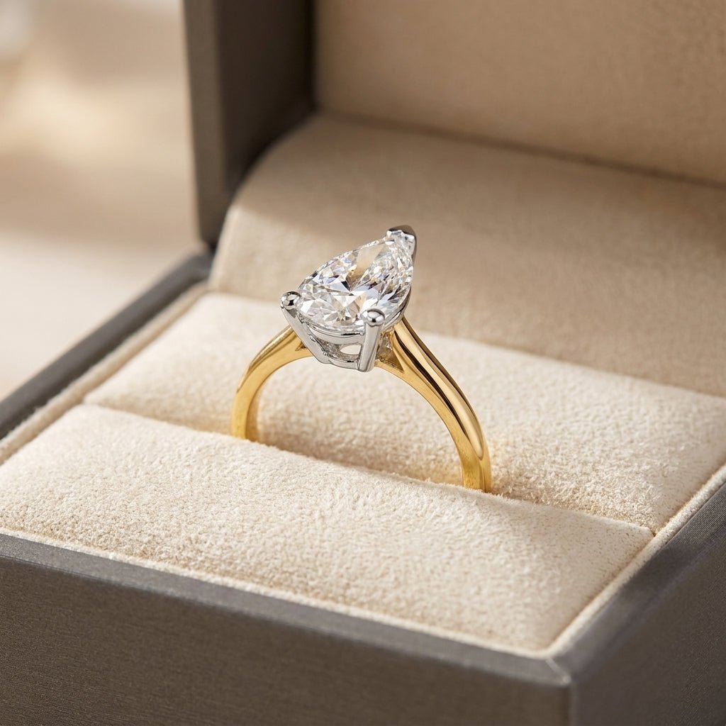 SOL-300PE-0LD Pear solitaire engagement ring ring-in-box