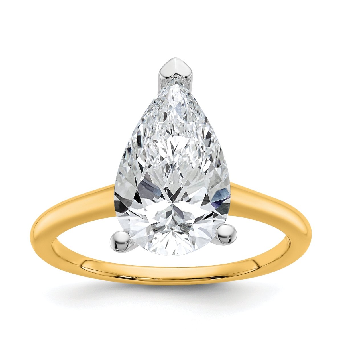 10ktt 3ct Lab Grown Diamond VS+ F+ Pear Solitaire Comp Eng Ring - authentic supplier studio photograph