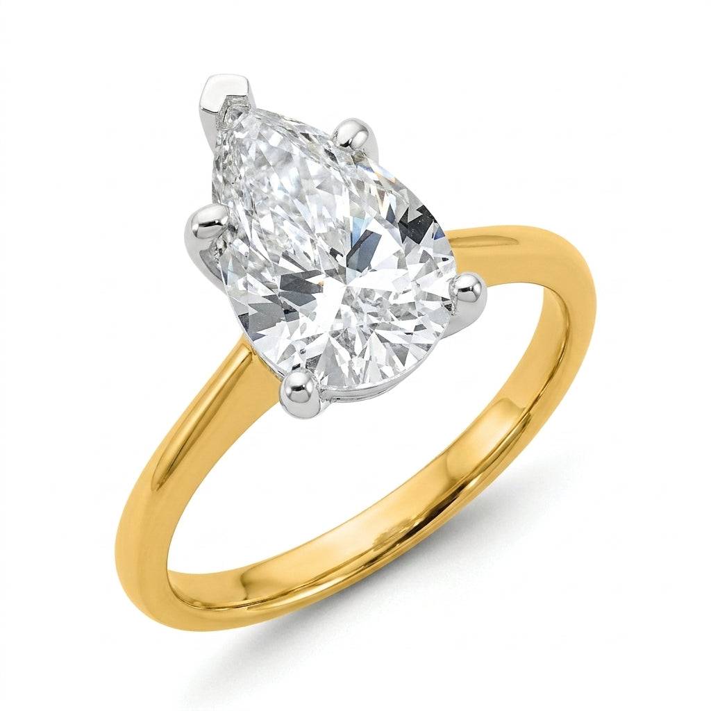 3 carat pear lab grown diamond engagement ring - hero beauty