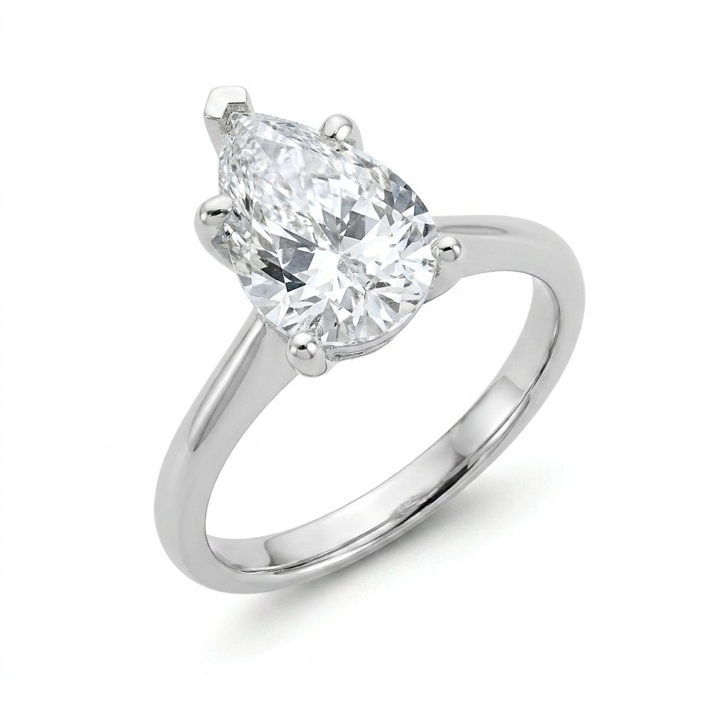 3 carat pear lab grown diamond engagement ring - hero beauty