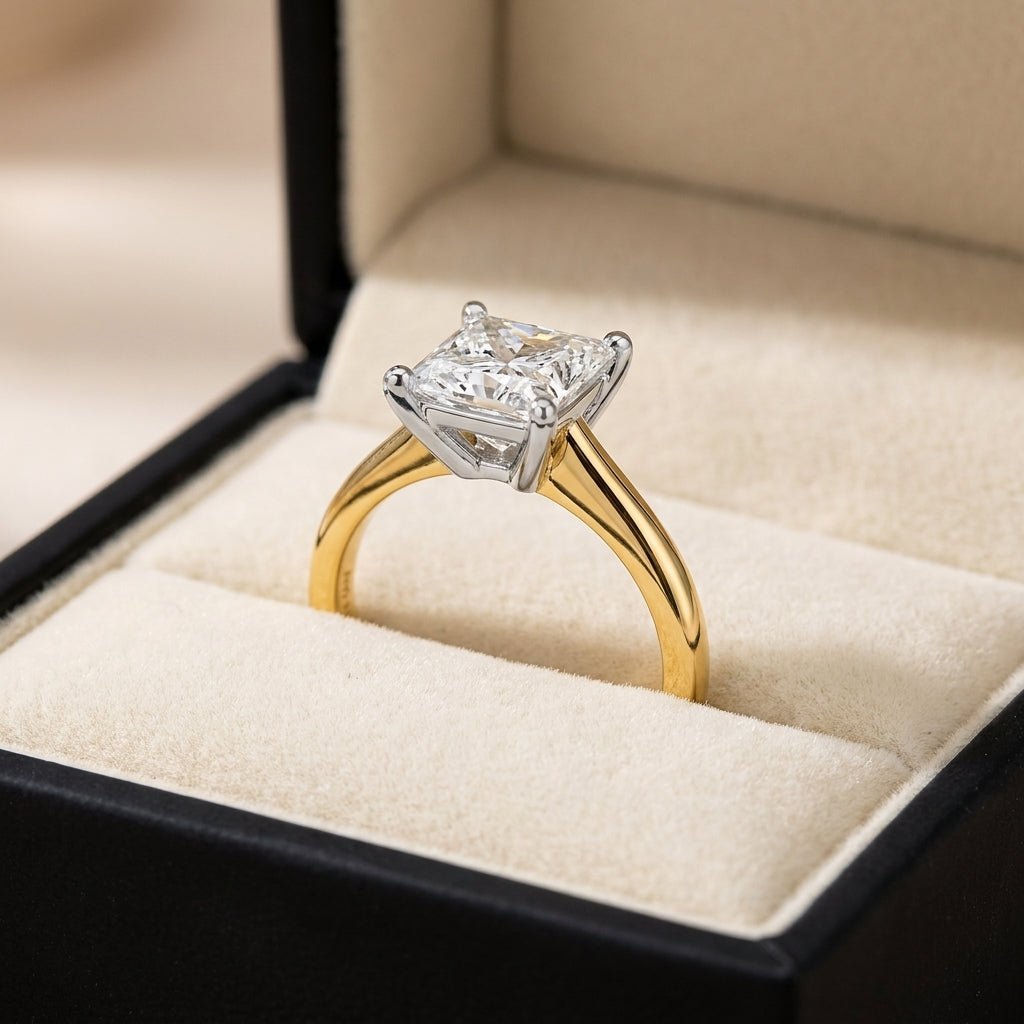 SOL-300P-0LD Princess solitaire engagement ring ring-in-box