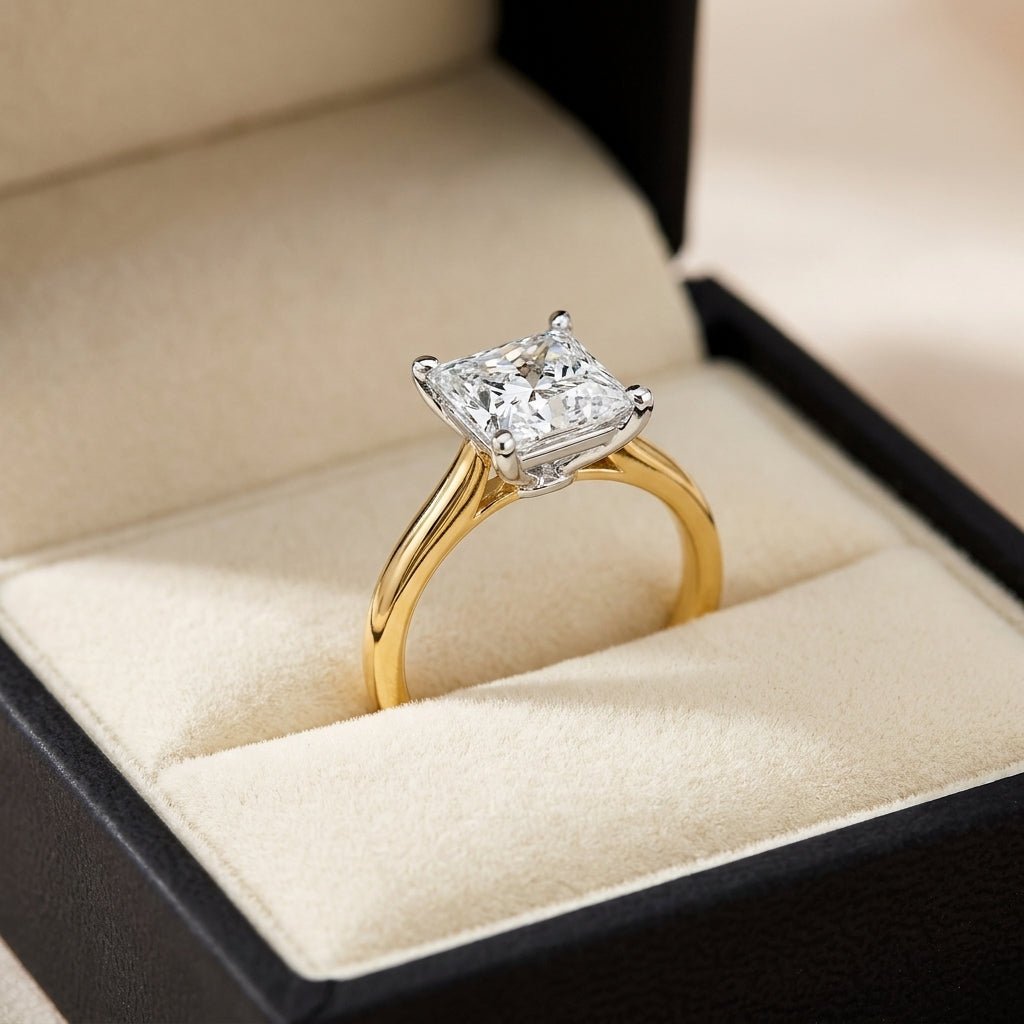 RM12573C-LD princess engagement ring in presentation box