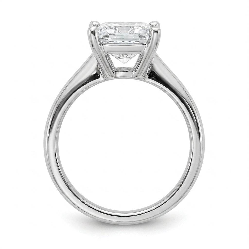 3 carat princess lab grown diamond engagement ring - side profile