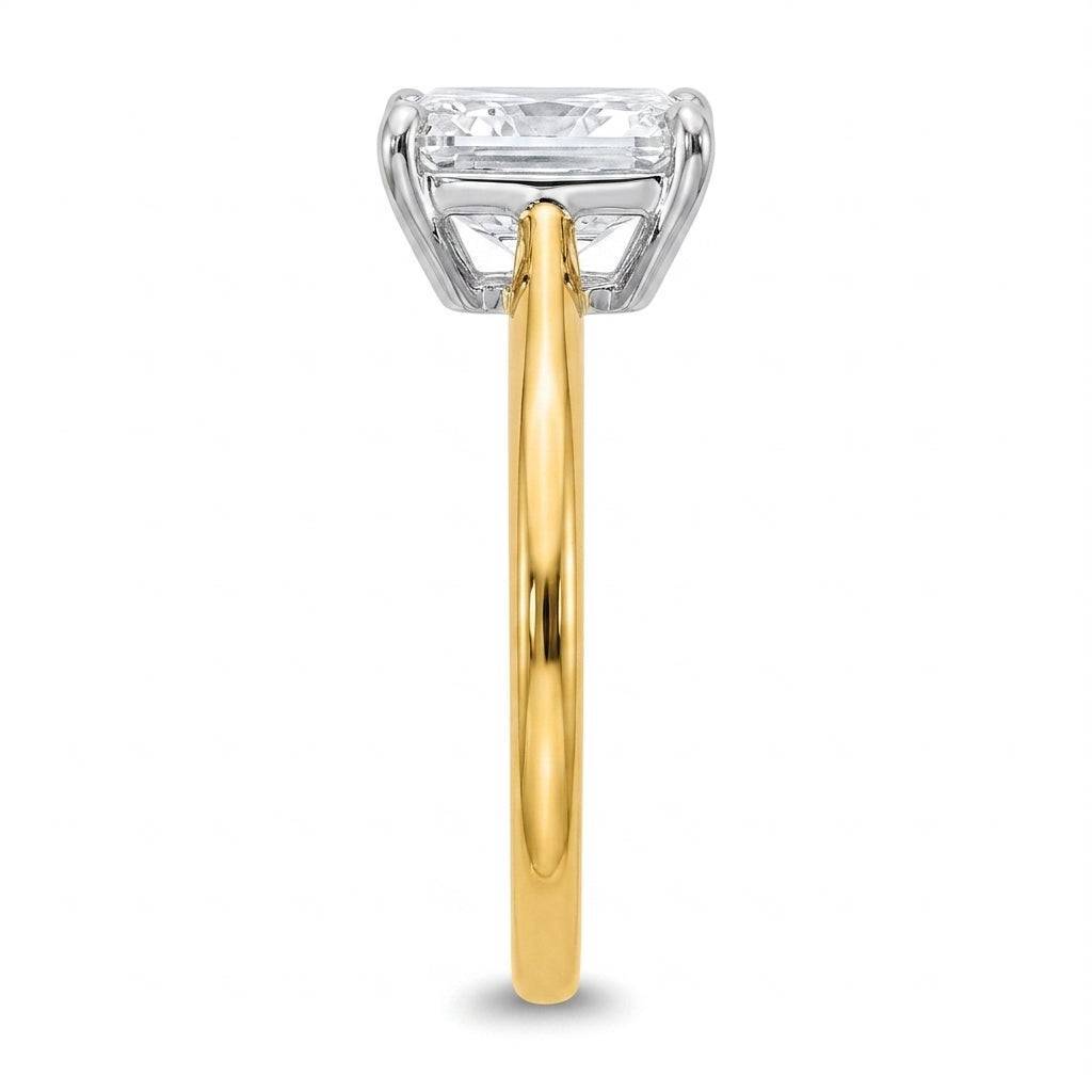 3 carat radiant lab grown diamond engagement ring - side profile