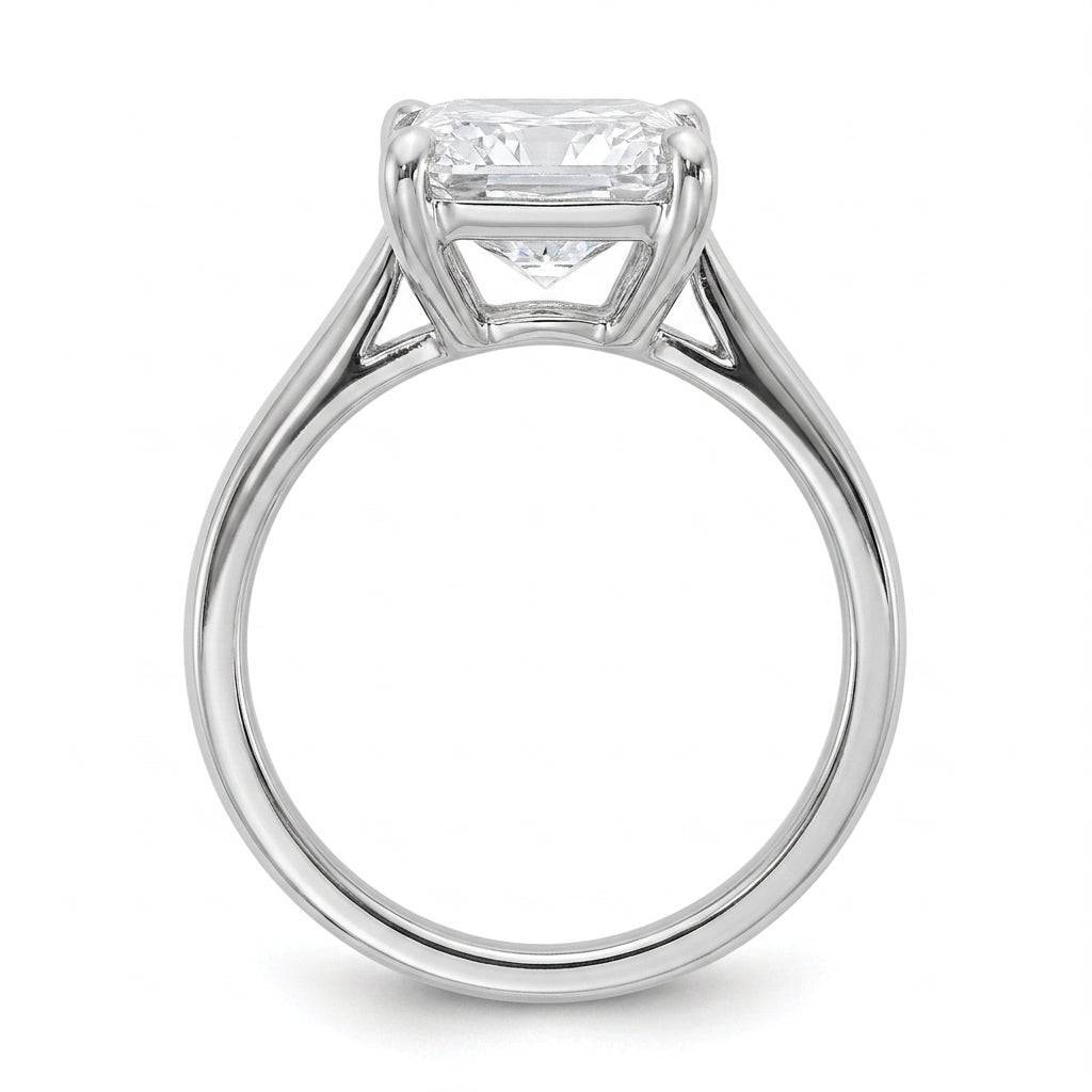3 carat radiant lab grown diamond engagement ring - side profile