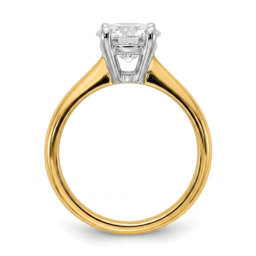 3 carat round lab grown diamond engagement ring - side profile