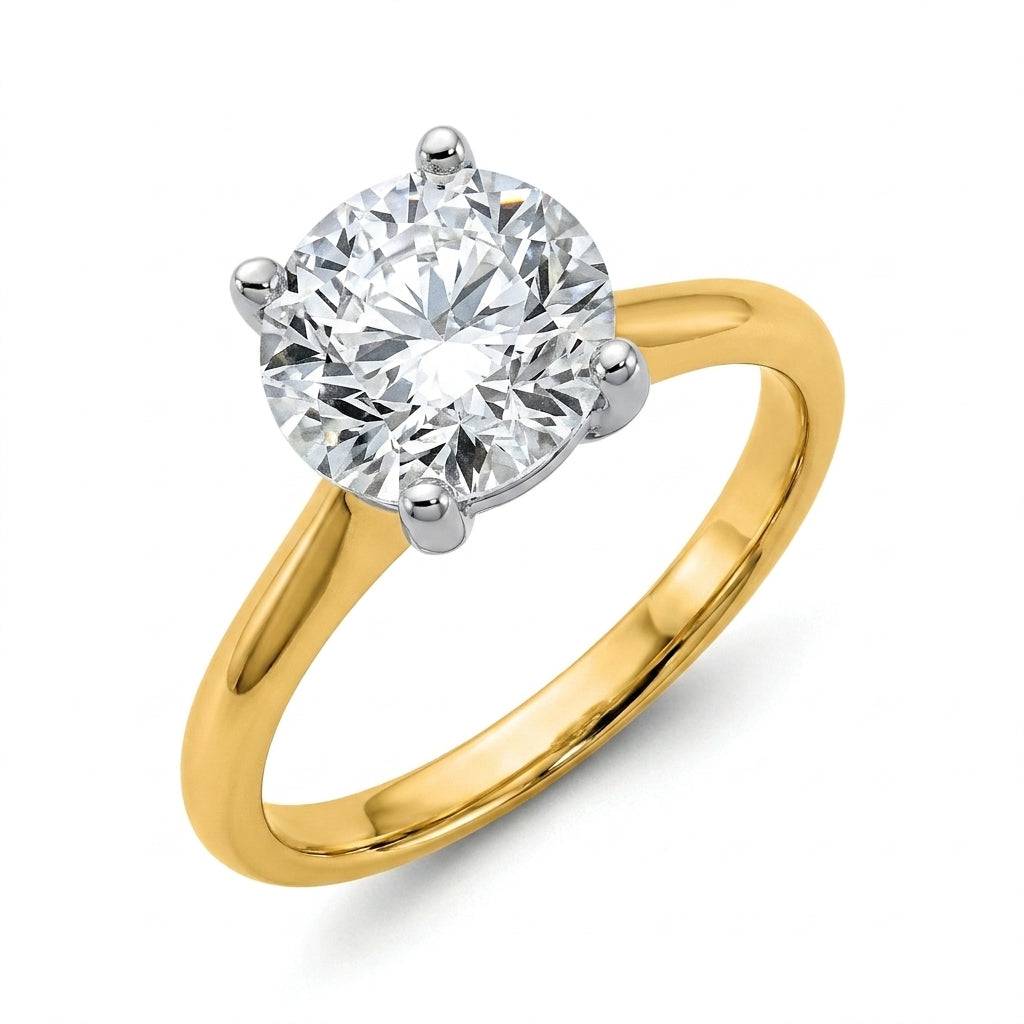 3 carat round lab grown diamond engagement ring - hero beauty